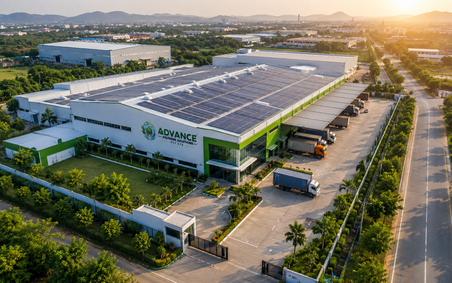 Aerial view placeholder of the Advance Polymers Solutions manufacturing facility
